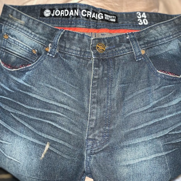Brand New! Men’s Jordan Craig straight leg distressed denim jeans. Size 34x30 - Picture 2 of 5